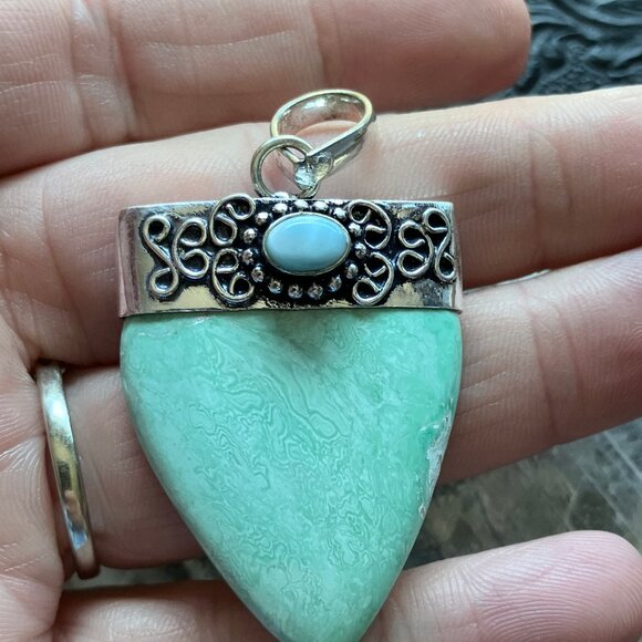 Larimar and Variscite Pendant Crystal Stone Jewelry - Picture 5 of 8
